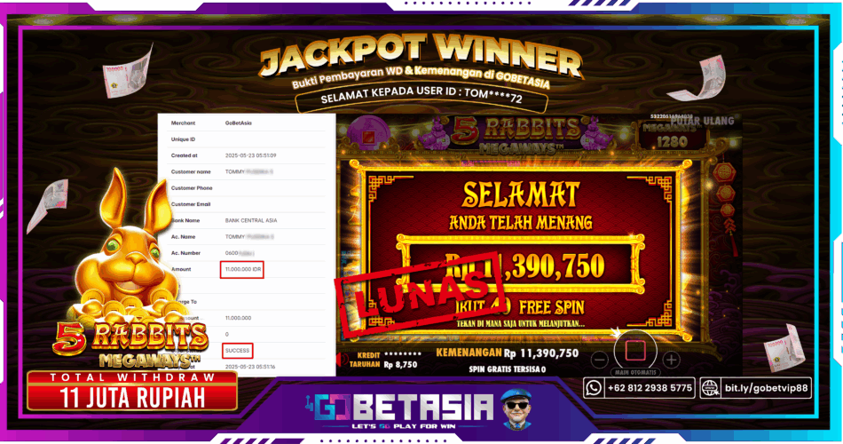 Bukti pembayaran Jackpot di GOBETASIA