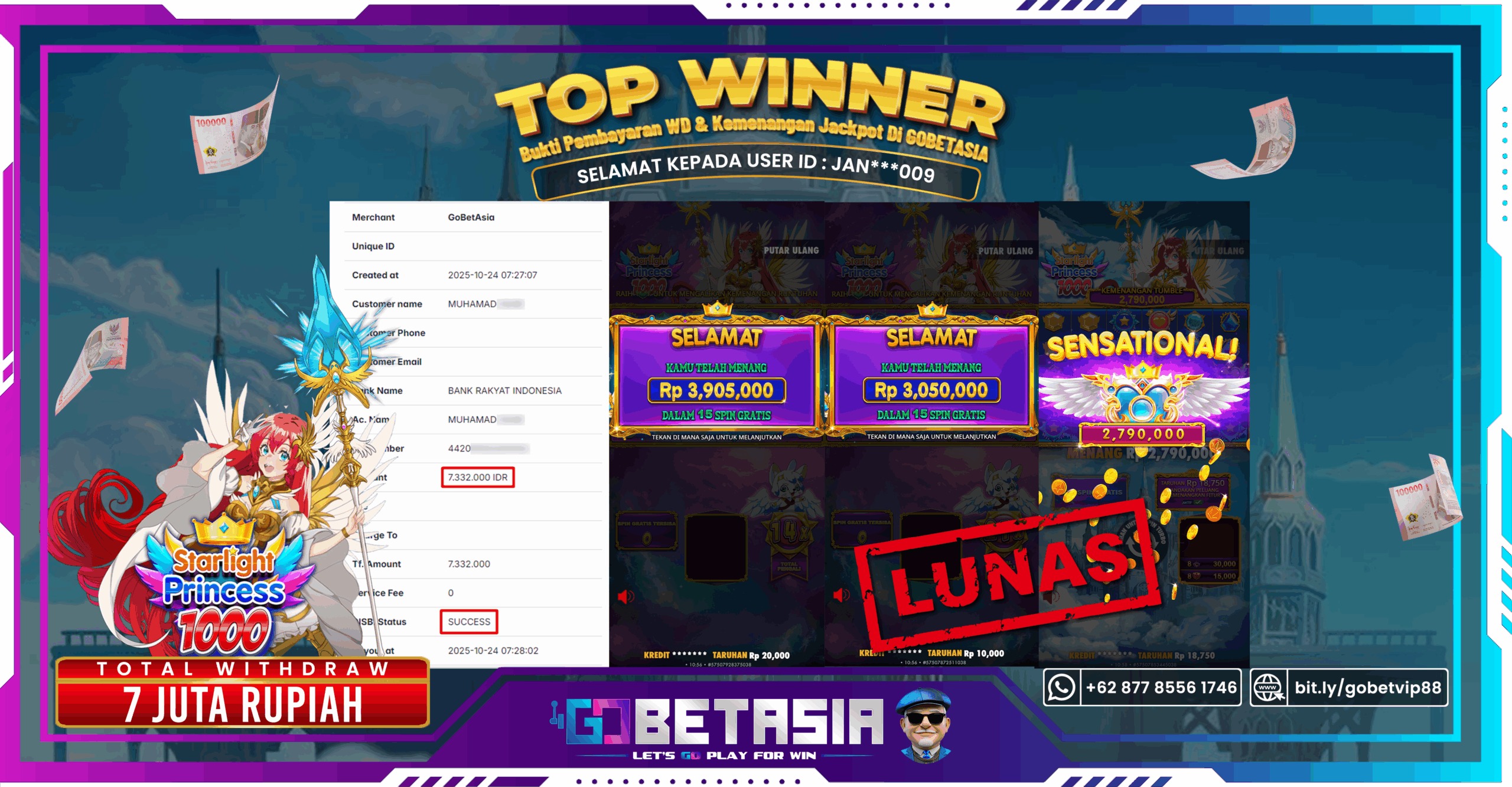 Bukti pembayaran Jackpot di GOBETASIA