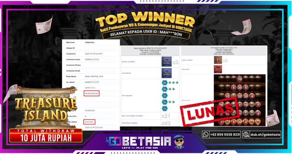 Bukti pembayaran Jackpot di GOBETASIA