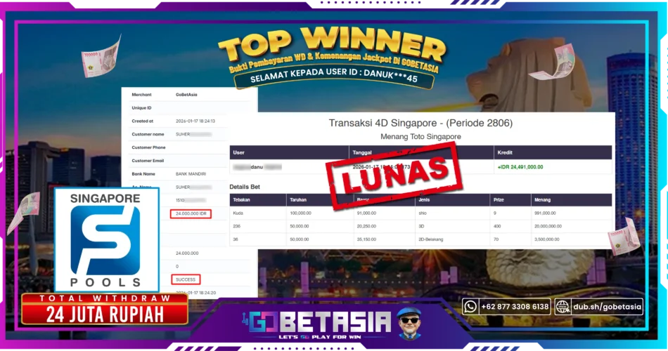Bukti pembayaran Jackpot di GOBETASIA