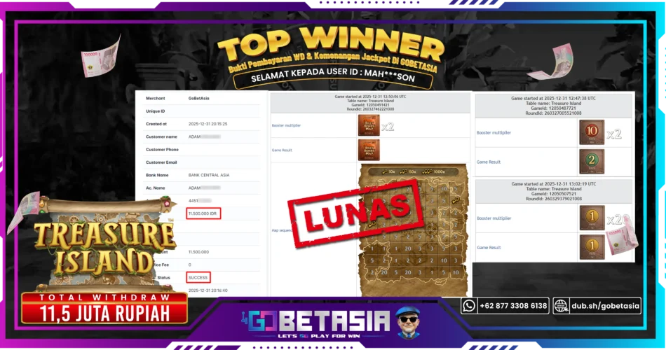 Bukti pembayaran Jackpot di GOBETASIA