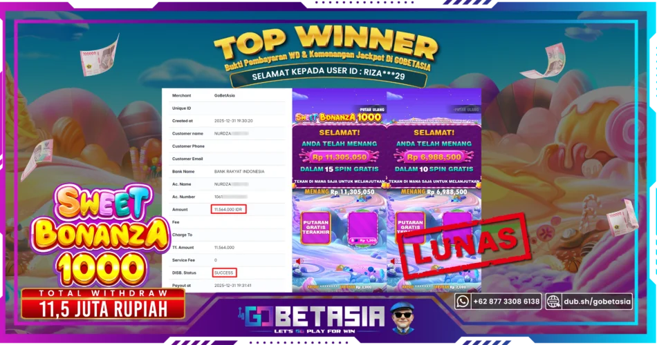 Bukti pembayaran Jackpot di GOBETASIA