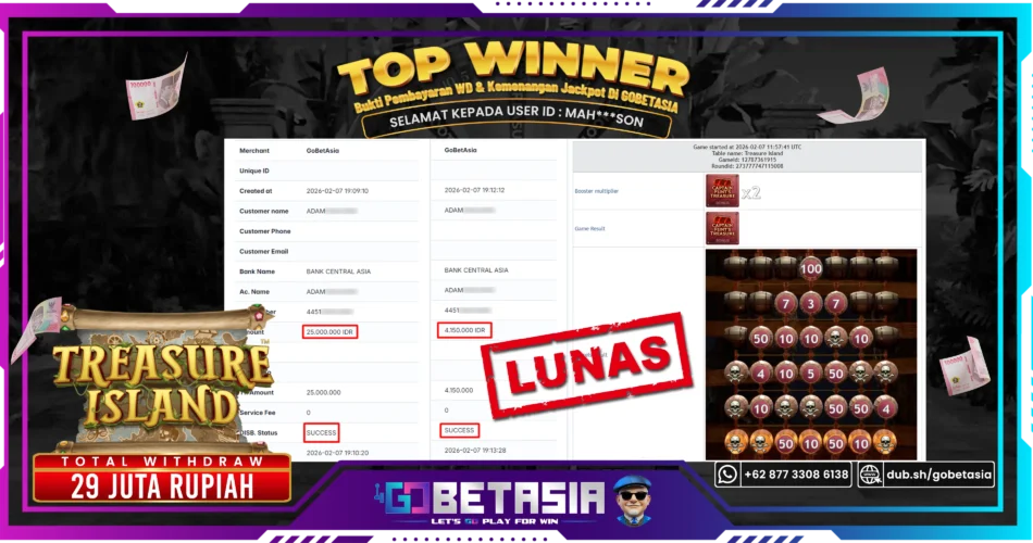 Bukti pembayaran Jackpot di GOBETASIA