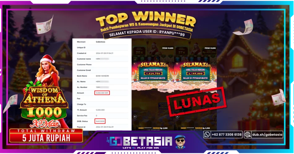 Bukti pembayaran Jackpot di GOBETASIA